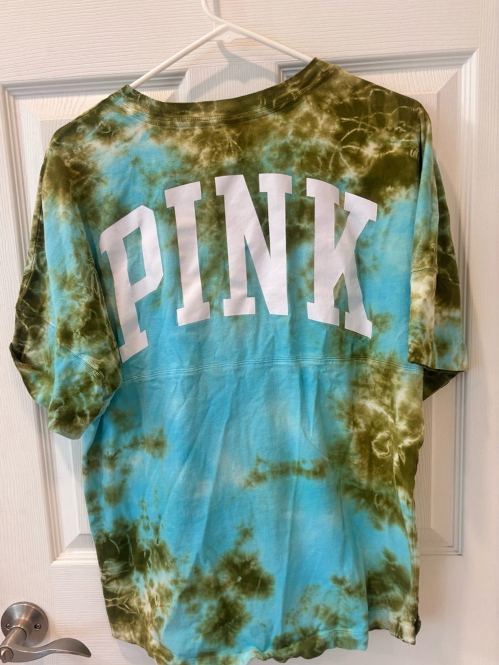 PINK Victoria's Secret Olive & Aqua Tie-Dye Tee - Picture 4 of 5